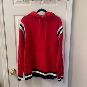 Red American Eagle Striped Hoodie